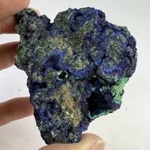 【E22022】マラカイトを伴うアジュライト アジュライト 藍銅鉱 岩絵の具 マラカイト Azurite 天然石 原石 鉱物 パワ_画像5