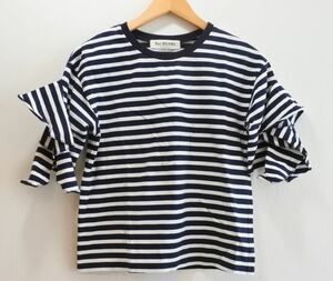 Ray BEAMS Ray Beams cut and sewn short sleeves border navy x white ymdnrk a201h0819