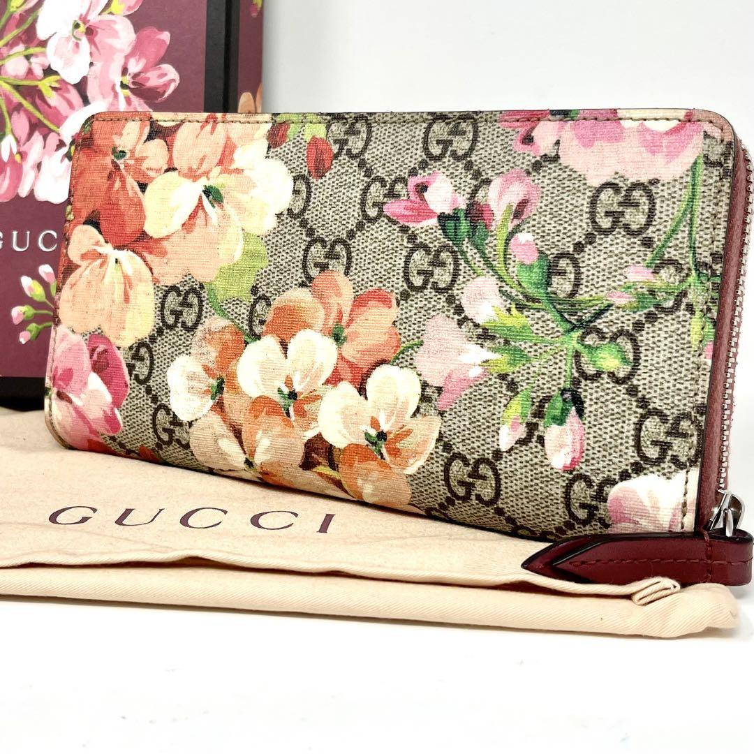 GUCCI グッチ GGブルームス フラワー 花柄 ジッピーウォレット ピンク-