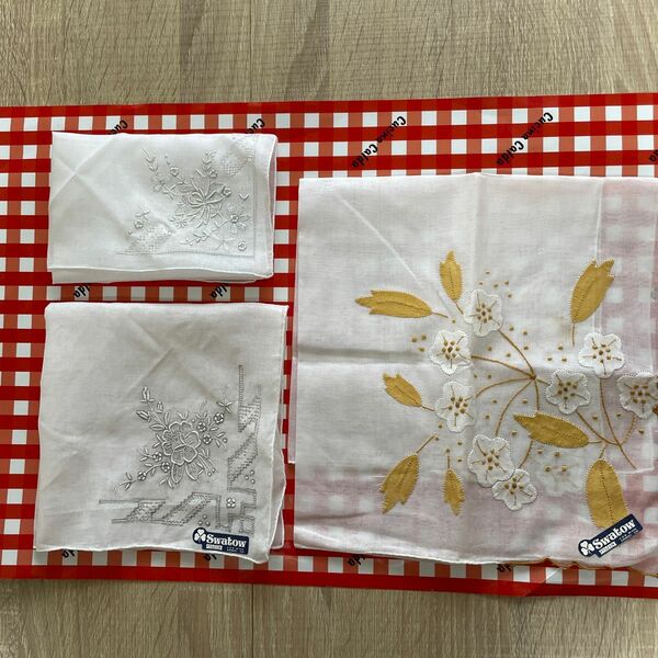 汕頭 刺繍 スワトウ 刺繍 レースハンカチ　3枚　セット