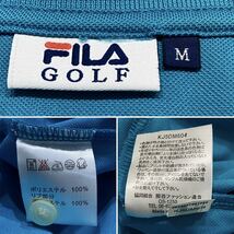 新品 タグ付き FILA GOLF 半袖 ポロシャツ 鹿の子 刺繍 ワッペン ストレッチ 水色 ブルー UVカット 吸汗速乾 フィラ ゴルフ メンズ M_画像6