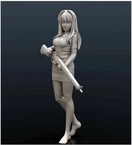 【新品】1/35 重ライフルで次の目標を定める裸足の乙女 未塗装 レジン製 組み立て キット フィギュア プラモデル 人形 ガレージキット H101