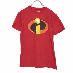 INCREDIBLES 2 半袖 プリント Tシャツ M レッド イエロー ブラウン オレンジ インクレディブル ピクサー 古着卸 アメリカ仕入 a507-6891