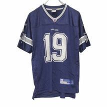 NFL 半袖 プリント Tシャツ L ブルー ホワイト ライトグレー アメフト メッシュ ライン 背番号 19 古着卸 アメリカ仕入 a507-6850_画像1