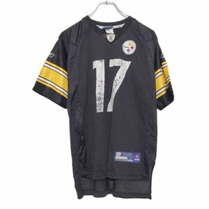 NFL 半袖 プリント Tシャツ L ブラック ホワイト イエロー アメフト スポーツ メッシュ 背番号 17 WALLACE 古着卸 アメリカ仕入 a507-6849