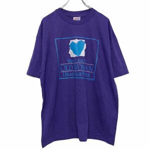 Hanes 半袖 プリントTシャツ XL パープル ホワイト ブルー ヘインズ アメリカ製 90年 ハート 文字 古着卸 アメリカ仕入 a508-5025