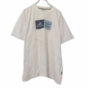 アディダス 半袖 プリント Tシャツ L ホワイト ネイビー ライトブルー 古着卸 アメリカ仕入 a508-5078