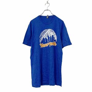 NEXTLEVEL 半袖 プリント Tシャツ L ブルー ホワイト オレンジ NY ビンテージ 古着卸 アメリカ仕入 a508-5224