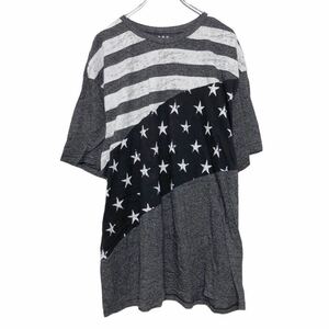 CHAMPS SPORTS GEAR 半袖 プリントTシャツ 2XL グレー ホワイト ビッグサイズ 星条旗 古着卸 アメリカ仕入 a508-5206