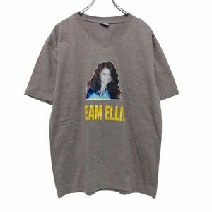 半袖 プリントTシャツ L～ グレー イエロー 女の人 TEAMELLIE バックプリント ZUMBA 古着卸 アメリカ仕入 a508-5180