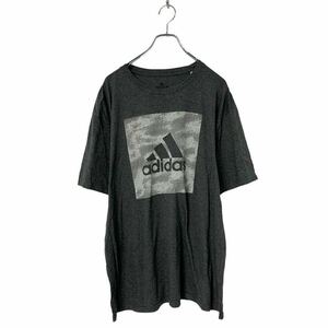 adidas 半袖 ロゴ プリント XL グレー ホワイト アディダス スポーツ ビッグザイズ シンプル 古着卸 アメリカ仕入 a508-5319