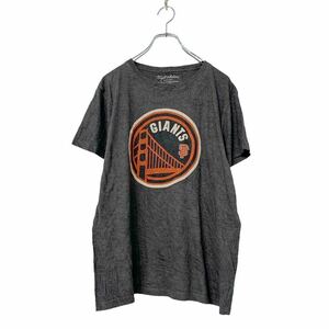 半袖 プリント Tシャツ M グレー オレンジ ホワイト GIANTS 野球 スポーツ Tee 古着卸 アメリカ仕入 a508-5370