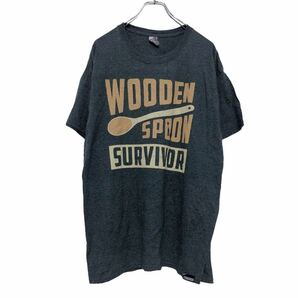 GILDAN 半袖 プリントTシャツ L グレー イエロー ギルダン スプーン SURVIVOR 古着卸 アメリカ仕入 a508-5477の画像1