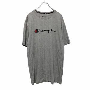 champion 半袖 プリントTシャツ L ライトグレー ブラック レッド チャンピオン ロゴ 古着卸 アメリカ仕入 a508-5744