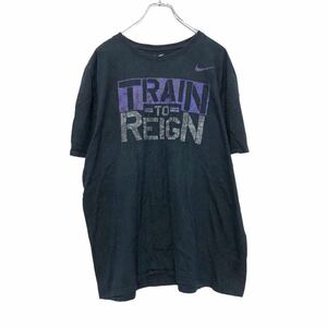 NIKE 半袖 プリントTシャツ XL ブラック パープル グレー ナイキ TRAIN TO REIGN 古着卸 アメリカ仕入 a508-5750