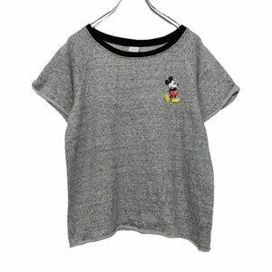 Disney 半袖 キャラクター Tシャツ レディース L グレー ブラック ディズニー ミッキー ラグラン 古着卸 アメリカ仕入 a508-6202