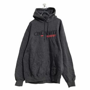 Champion プリント スウェット パーカー L ダークグレー チャンピオン プルオーバー シンシナティ 古着卸 アメリカ仕入 a508-6303