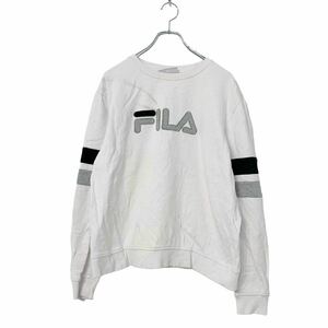 FILA sweat Logo embroidery sweatshirt XL white black gray filler simple old clothes old clothes . America buying up a508-6700