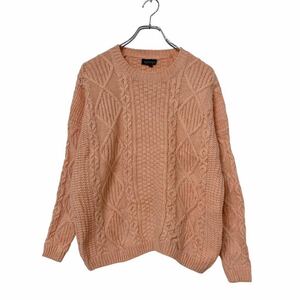 TOPSHOP ニット セーター 2XS XXS ピンク オレンジ ケーブル編み ローゲージ 肉厚 厚手 古着 古着卸 アメリカ仕入 a508-7236