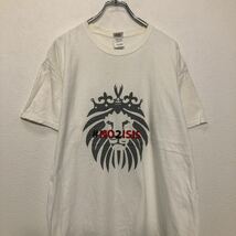 GILDAN 半袖 プリントTシャツ L ホワイト ライトグレー レッド ブラック ギルダン ライオン バックプリント 古着卸 アメリカ仕入 a508-5024_画像2