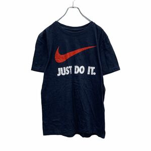 NIKE 半袖 プリント Tシャツ S ネイビー レッド ホワイト ナイキ JUST DO IT ロゴ スポーツ 古着卸 アメリカ仕入 a508-5545