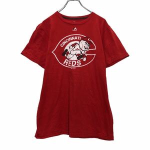 Majestic 半袖 プリントTシャツ M レッド ホワイト マジェスティック 野球 スポーツ 古着卸 アメリカ仕入 a508-5628