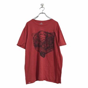 MERIDIAN LINE 半袖 プリント Tシャツ XL レッド 男の人 サングラス 木 古着卸 アメリカ仕入 a508-5719