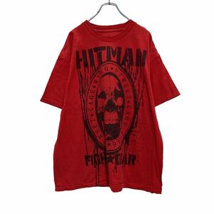 HITMAN 半袖 プリント Tシャツ XL レッド ヒットマン スカル ビッグサイズ 古着卸 アメリカ仕入 a508-5787