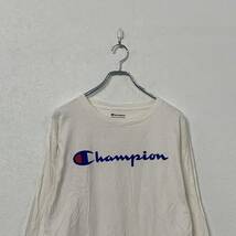 Champion 長袖 ロング ロゴ プリント Tシャツ L ホワイト ブルー チャンピオン ロンT Tee シンプル 古着卸 アメリカ仕入 a508-6271_画像2