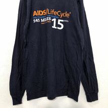 Americam Apparel 長袖 プリント Tシャツ M ネイビー オレンジ ブルー ホワイト バックプリント ロンT 古着卸 アメリカ仕入 a508-6374_画像3