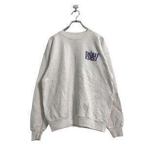 Hanes プリント スウェット トレーナー L ホワイト ヘインズ バックプリント 古着卸 アメリカ仕入 a508-6623