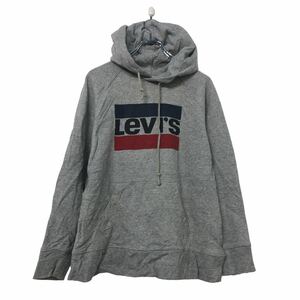 Levi's プリント スウェット パーカー S グレー ブラック レッド リーバイス フーディ ポケット 古着卸 アメリカ仕入 a508-7449