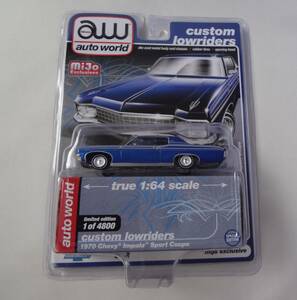 AutoWorld　オートワールド　1/64　1970 Chevy Impala Sport Coupe　シェビー インパラ スポーツクーペ　ブルー