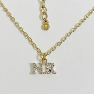  prompt decision *NINA RICCI Nina Ricci Logo rhinestone necklace Gold beautiful goods rare rare 