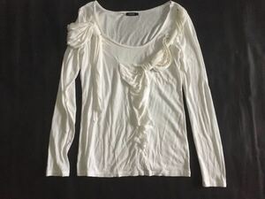  Le Ciel Bleu white pearl ribbon screw . sleeve cut and sewn 38 T-shirt long T long sleeve white white 