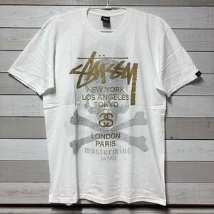 送料無料 SIZE L STUSSY MASTERMIND JAPAN TEE TSHIRT WHITE GOLD BLACK ステューシー マスターマインドジャパン Tシャツ