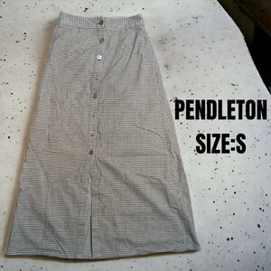 PENDLETON ペンドルトン ロングスカート チェック柄 Sサイズ　チェックスカート　ギンガムチェックスカート　ブラウン