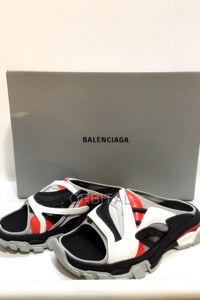 代官山)BALENCIAGA バレンシアガ 618083 TRACK SLIDE トラック スライド サンダル ホワイト×レッド×グレー 26cm