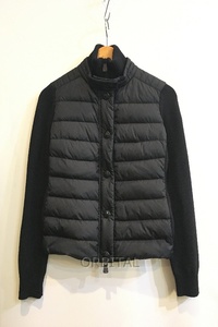 二子玉) モンクレール MONCLER 22AW CARDIGAN TRICOT ニット切替ダウンジャケット ブラック レディース Ｓ 国内正規 美品