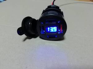  cigar socket USB charger 4usb port round black color blue LED