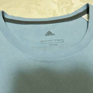 adidas 半袖 Tシャツ メンズ サイズM ブルー 綿100％ バックプリントあり カットソー アディダスジャパンの画像3