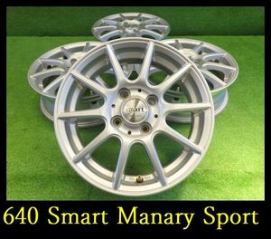 【640】T▲Smart Manary Sport ホイール▲14x4.5J 4穴 PCD100 +43 4本 スペーシア タント アルトなど