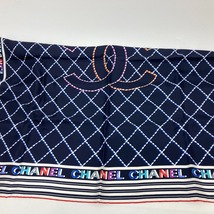 CHANEL シャネル キルティング ココマーク ロゴ CC ファッション小物 スカーフ シルク ネイビー レディース【中古】美品_画像7