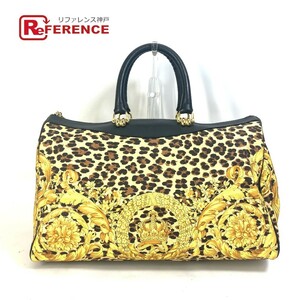 Gianni Versace Gianni * Versace Vintage Leopard leopard print leopard bag handbag Boston bag [ used ]