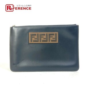 FENDI Fendi 7N0078 сумка Zucca Logo портфель клатч кожа черный мужской [ б/у ]