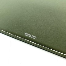 HERMES エルメス リバーシブル マウスパッド バイカラー PC パソコン インテリア 雑貨 レザー E□刻 アップルグリーン【中古】未使用_画像3