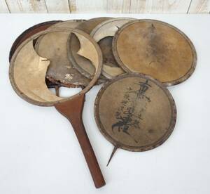  tradition industrial arts Buddhist altar fittings traditional Japanese musical instrument *.book@... shop other * high class .. futoshi hand drum / "uchiwa" fan futoshi hand drum 7 sheets * era Buddhism ... line pilgrim . pilgrimage south less . law lotus flower .