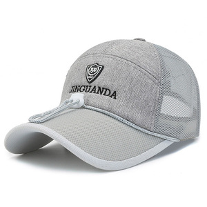 帽子 キャップ メンズ 通気性キャップメンズ 日よけ 野球帽 UPF50 UVカット 蒸れにくい 調整可能 ストラップ付き-ライトグレー