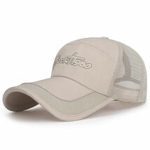 キャップ メンズ 帽子 メッシュ キャップ スポーツ ランニング UVカット速乾 軽薄 つば長 紫外線対応釣り ゴルフ 男女兼用-ベージュ_画像1