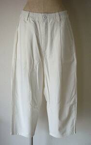 O410 new goods unused seaside freeridesi- side cotton flax sarouel pants white pants white pants linen trousers bottom waist rubber comfort ..